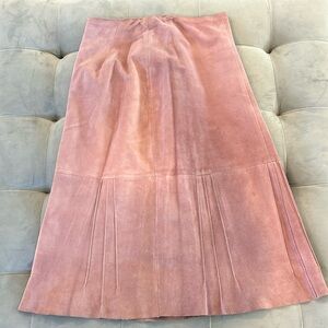 Banana Republic Genuine Suede Leather A Line Dusty Rose Mauve Skirt 0